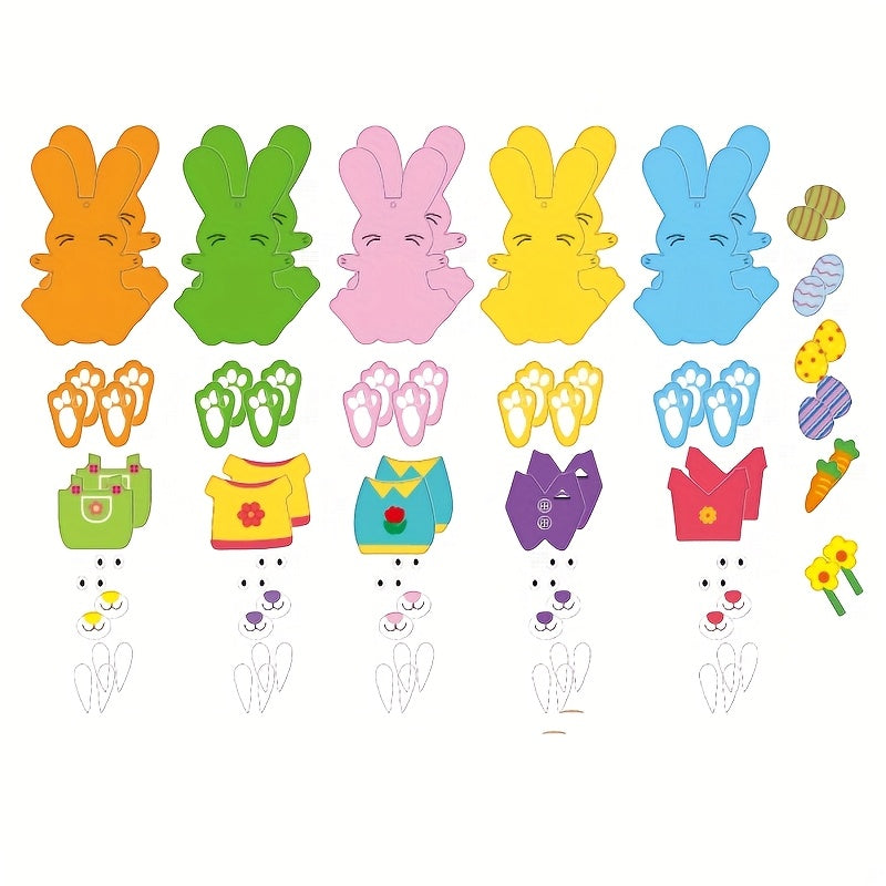 10pcs Easter Bunny DIY Craft Kit Foam Decals