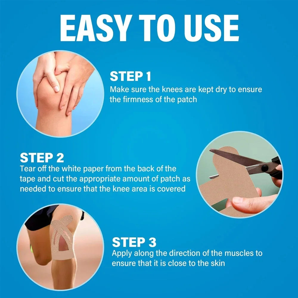 10PCS Waterproof & Elastic Kinesiology Knee Tape Blue