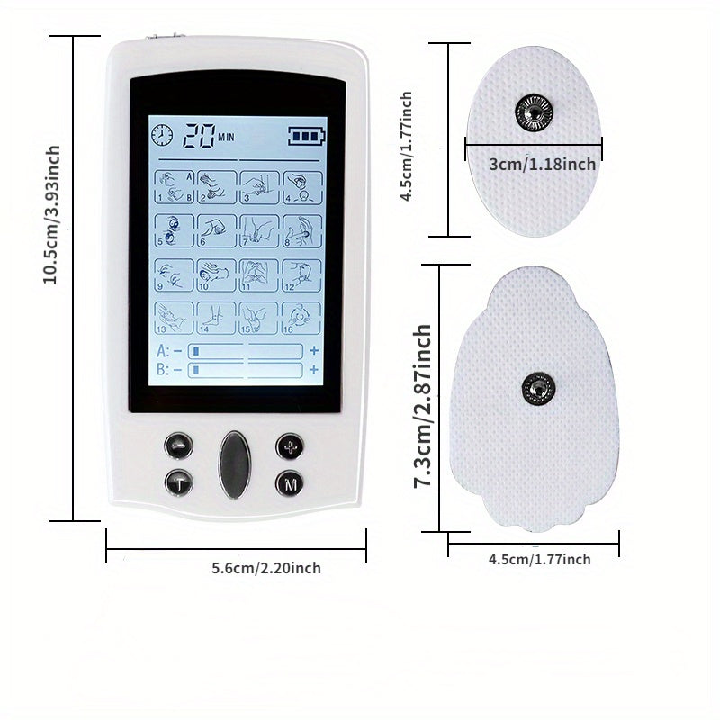 16-Mode Electric Massager - Dual Output EMS & TENS(White)