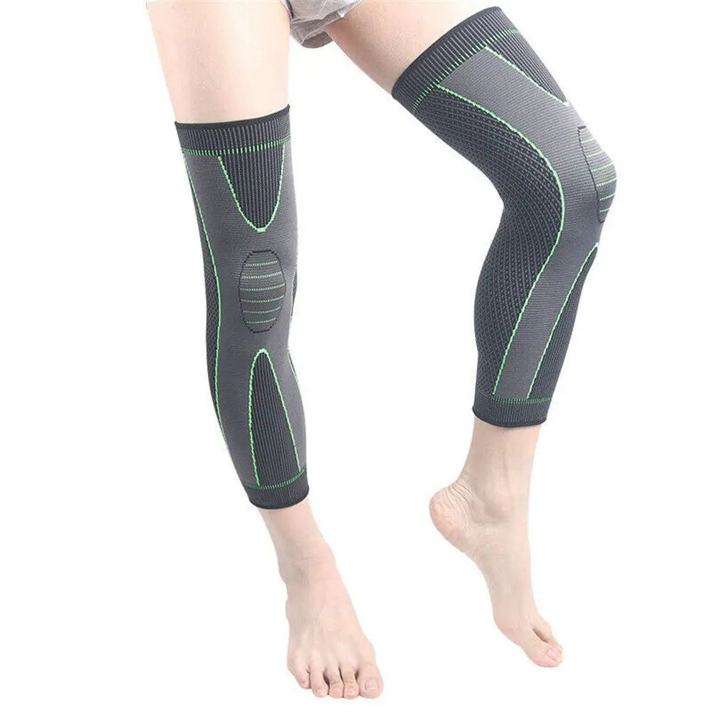 2Pcs Full Length Knee Support Compression Sleeve XL Green