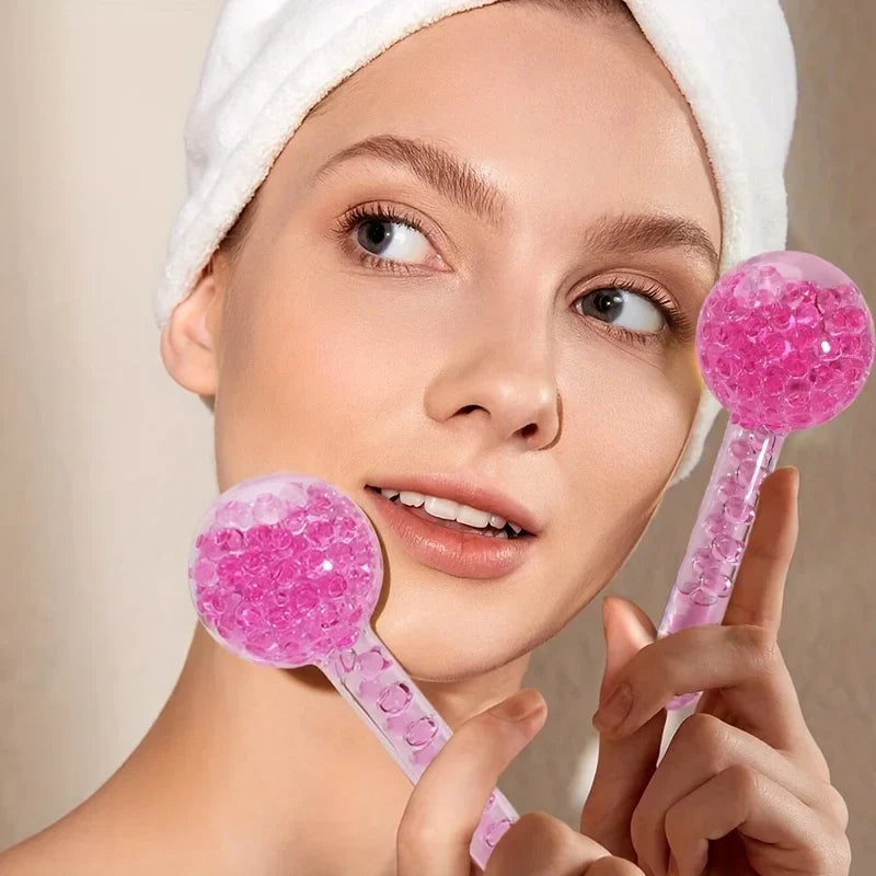2PCS Ice Globes for Facial Cooling & Massag Pink