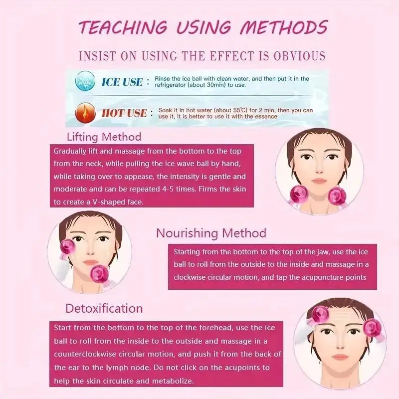 2PCS Ice Globes for Facial Cooling & Massag Pink