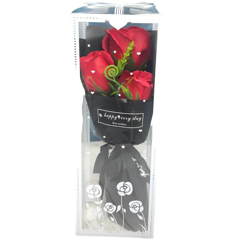 3 Heads Artificial Rose Bouquet Pink Flowers Gift