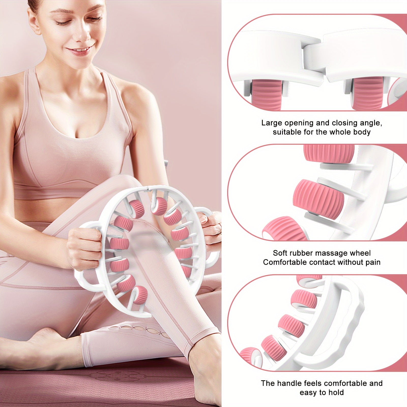12-Wheel 360° Muscle Roller - Leg, Calf, Arm Massager(White)