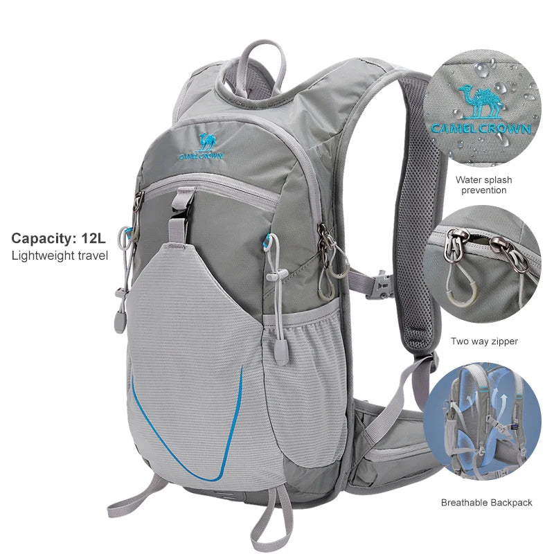 12L Waterproof Mountaineering Backpack Grey