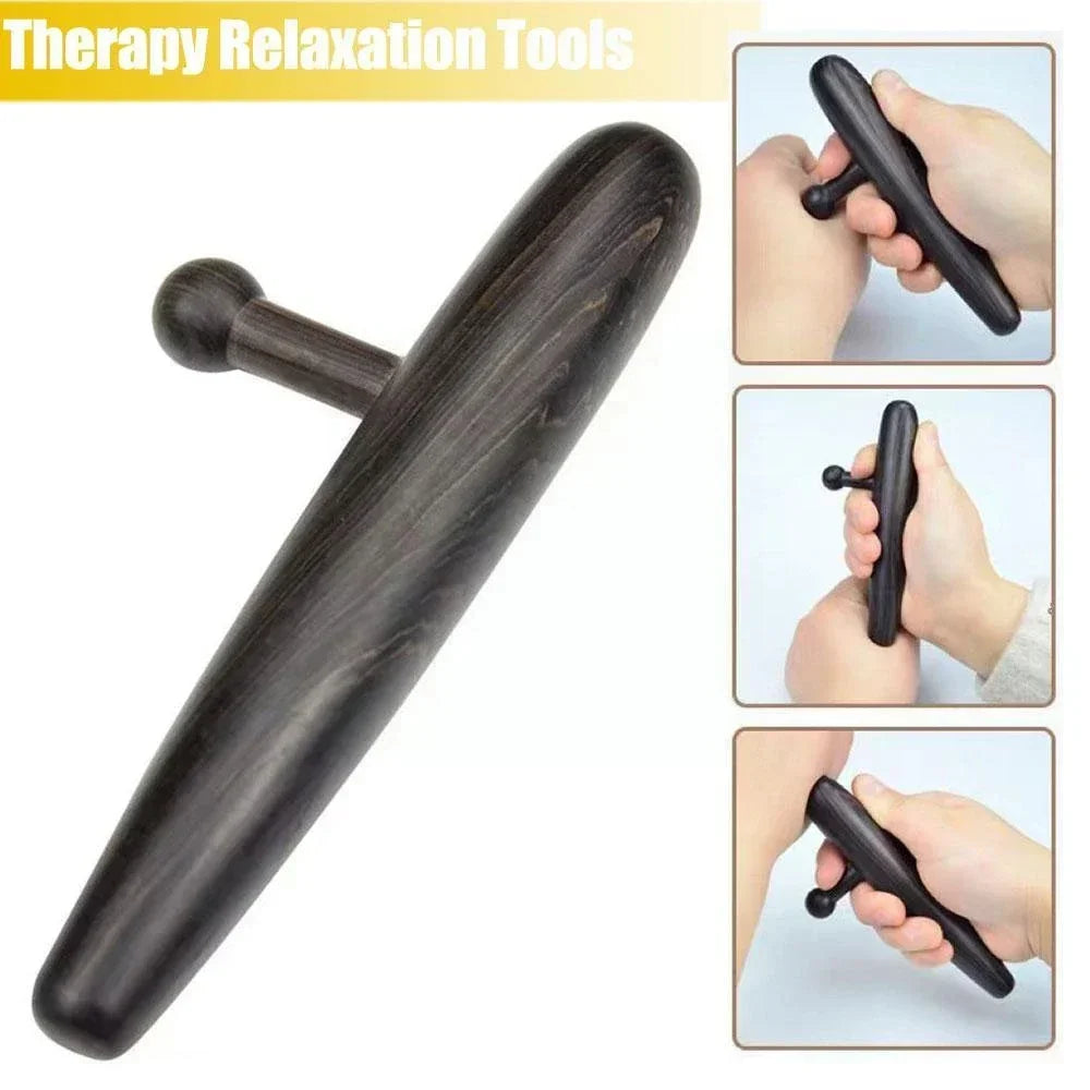 2pcs Deep Tissue Massage Tool Sandalwood Trigger Point Massager Black