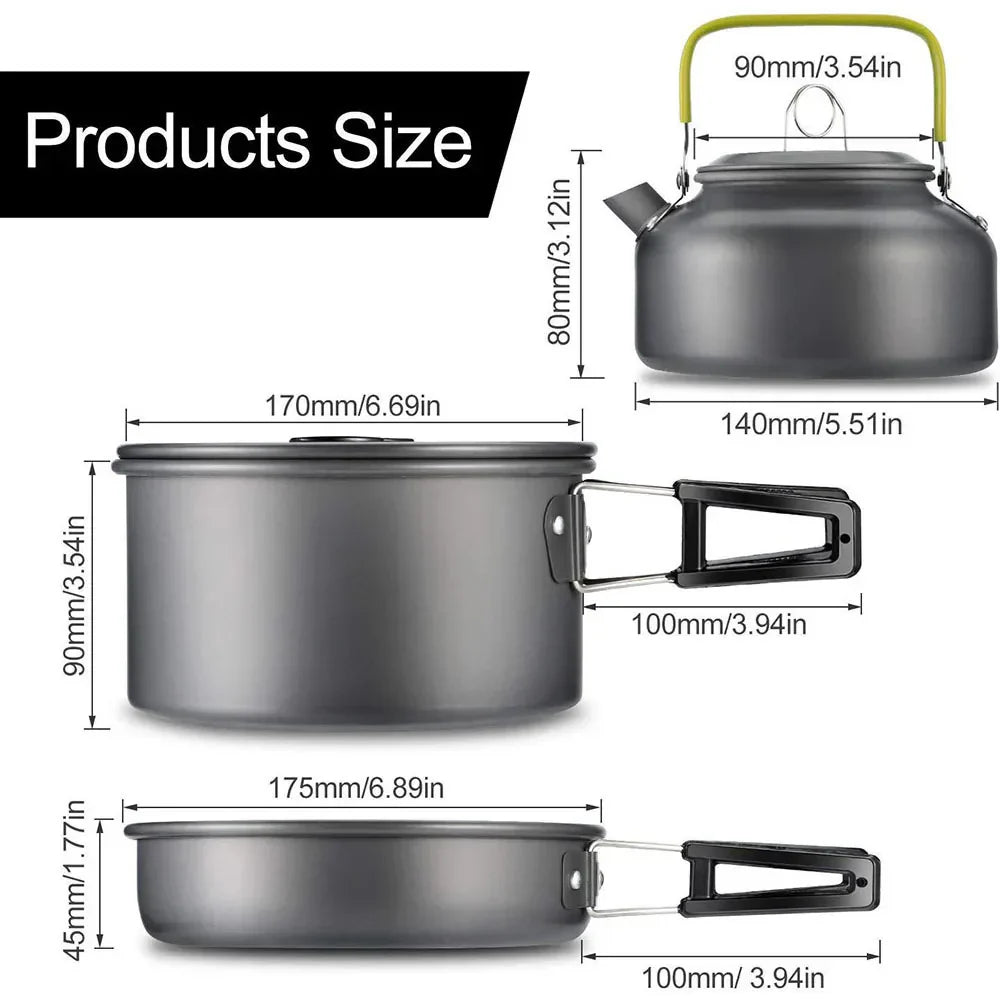 11-Piece Outdoor Camping Cookware Set Black-1