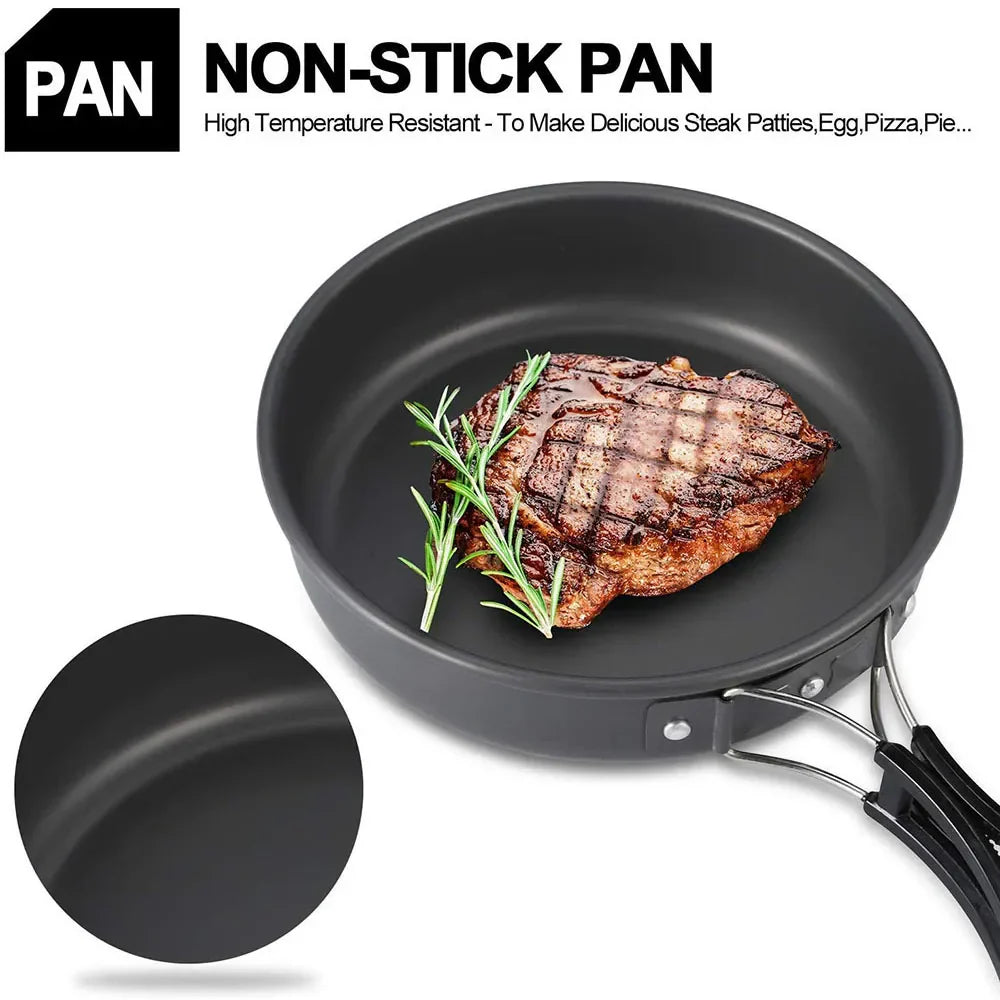 11-Piece Outdoor Camping Cookware Set Black-4