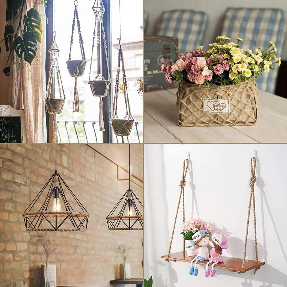 1-14mm Natural Jute Twine Vintage Jute Rope Cord String Twine Burlap For DIY Crafts Gift Wrapping Gardening Wedding Decor 2-100M-4