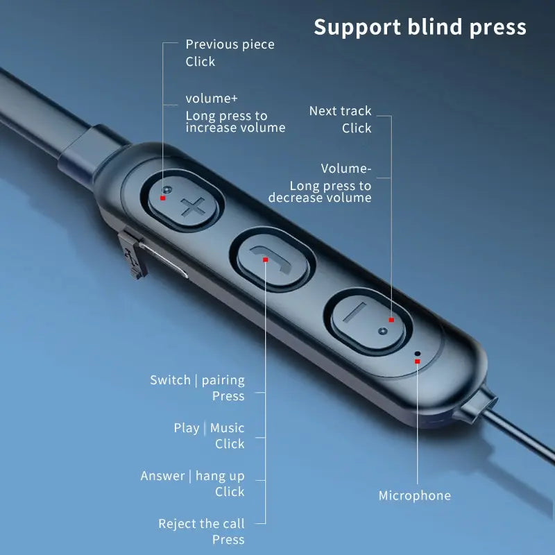 NNEOBA Wireless 9D Bluetooth Neckband Headset Black