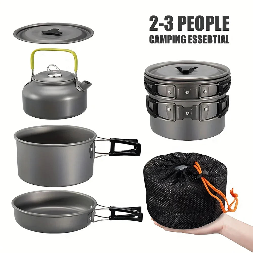 11-Piece Outdoor Camping Cookware Set Black-3