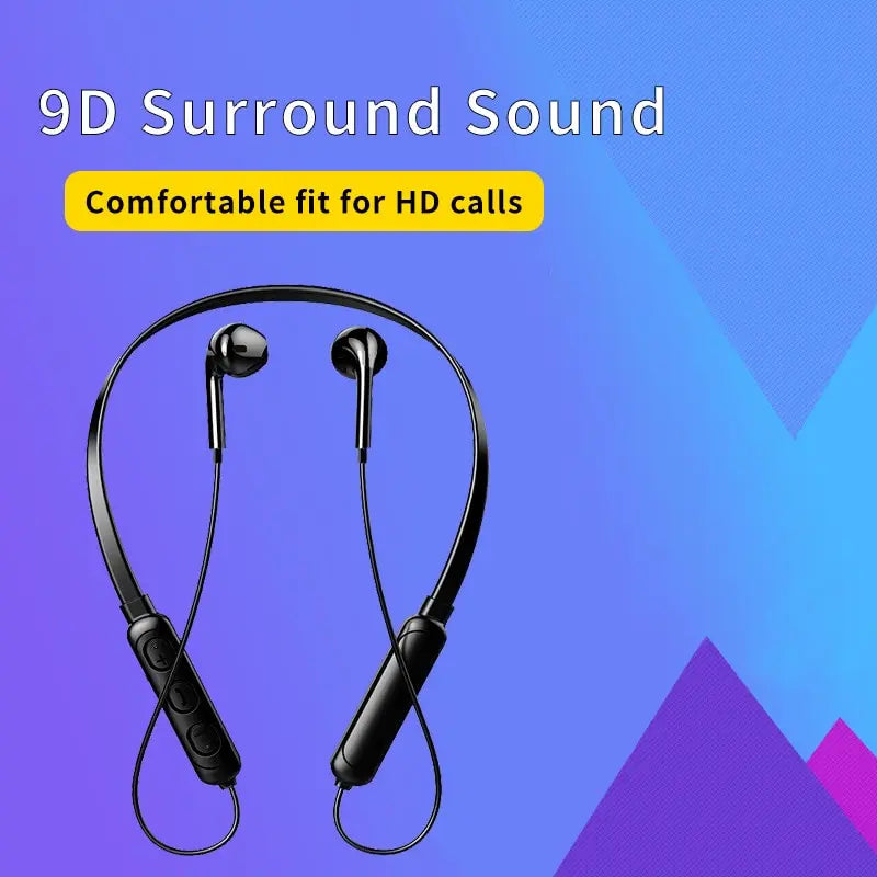 NNEOBA Wireless 9D Bluetooth Neckband Headset Black