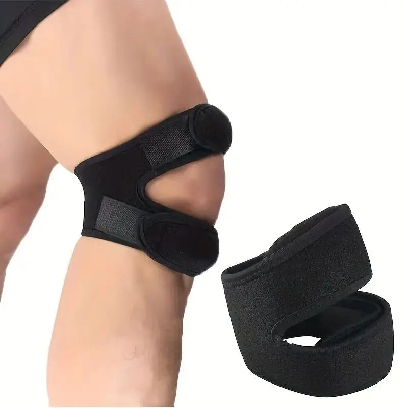 2pcs Adjustable Patella Knee Support Brace Dual Strap Protector Black