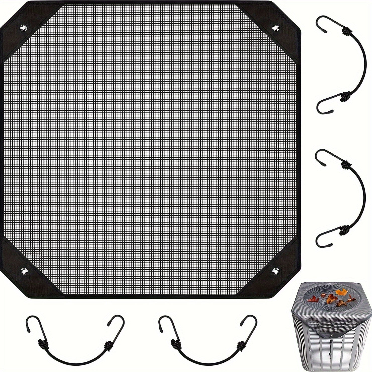 غطاءان شبكيان من الراتنج للتهوية لمكيف الهواء الخارجي (71 × 71 سم / 28 × 28 بوصة) - شبكة مضادة لحرارة الشمس لتقليل حرارة وحدة التكييف للاستخدام الخارجي 
